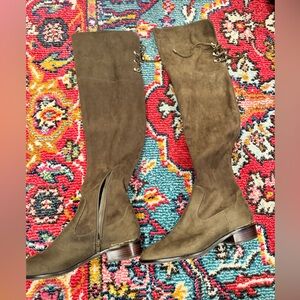 Ivanka Trump Over the knee dark green suede boot size 7.5